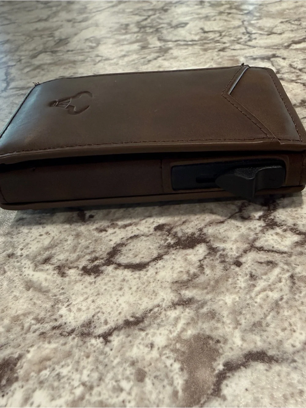 Minimalist Brown Leather Money Clip Wallet - Picture 2 of 6